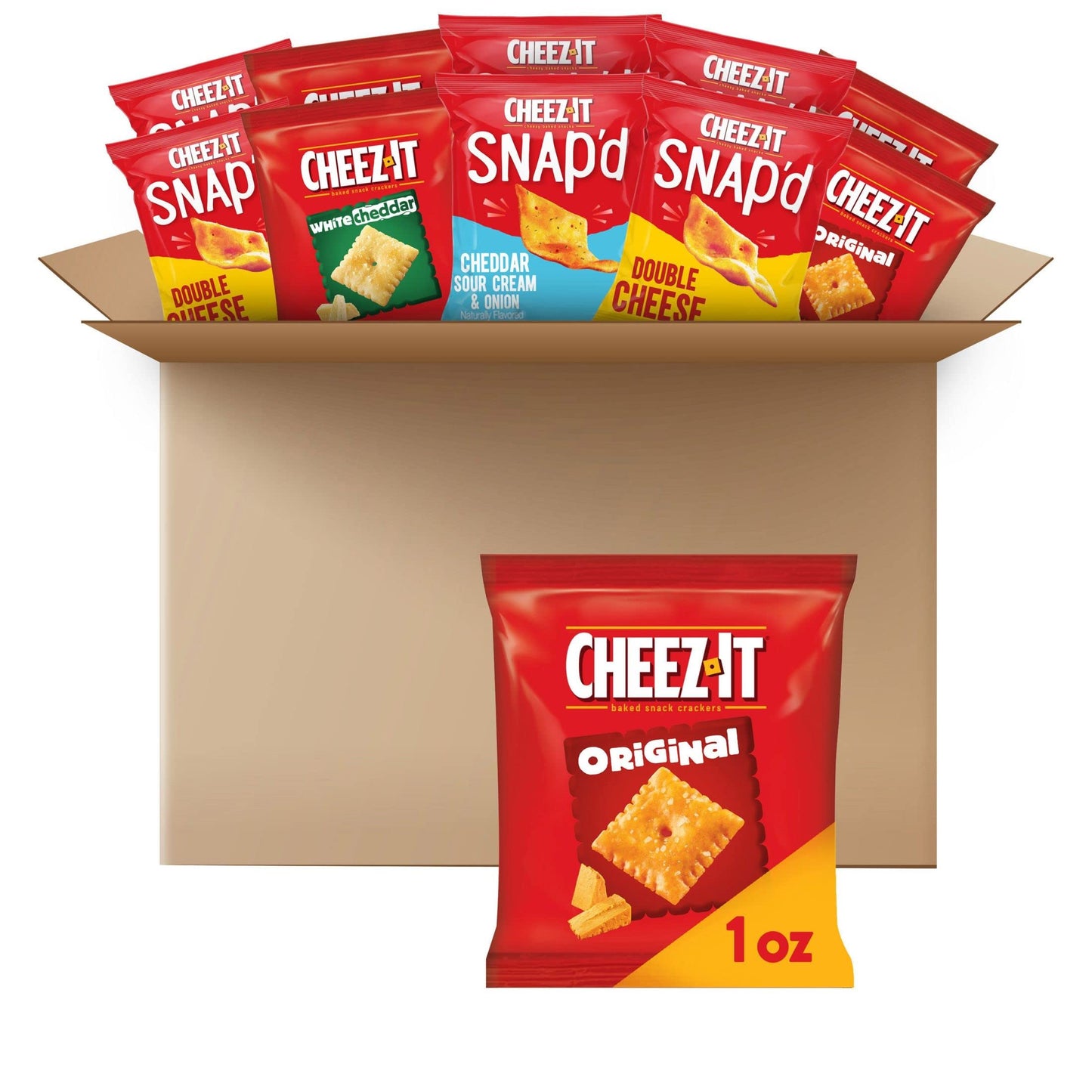 Cheez-It Cheese Crackers, Baked Snack Crackers, Lunch Snacks, Variety Pack, 12.1oz Box (12 Packs)